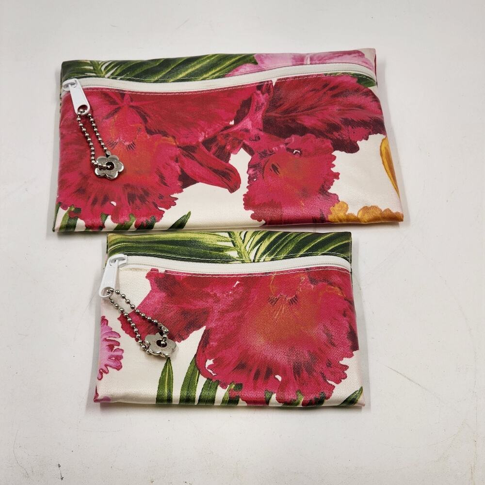 Nordic House Floral Cosmetic Bag Set 2 Zipper Makeup Travel Cases Small Large